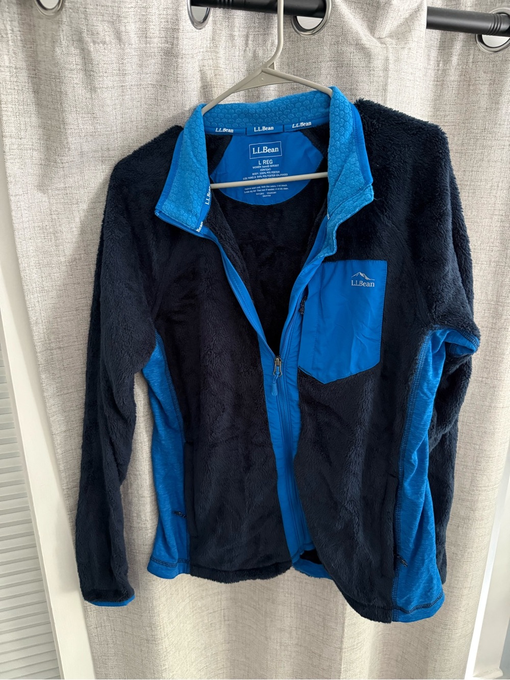L.L. Bean Women Navy and Royal Blue Fleece Jacket